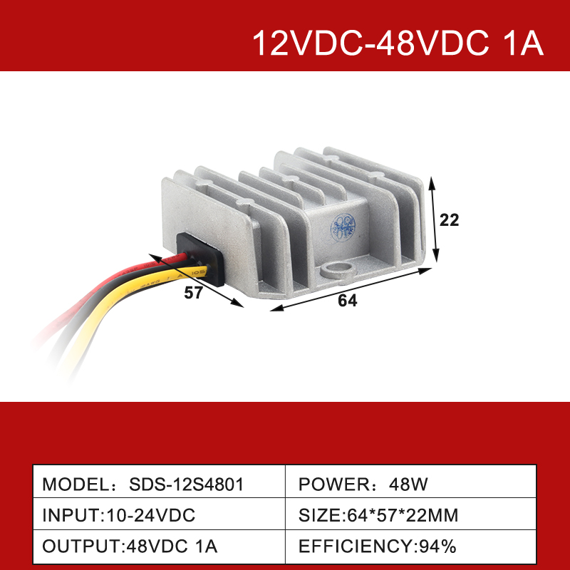 Convertidor de fuente de alimentación DC-DC de refuerzo impermeable de 12V a 48V 1A a 20A para automóvil