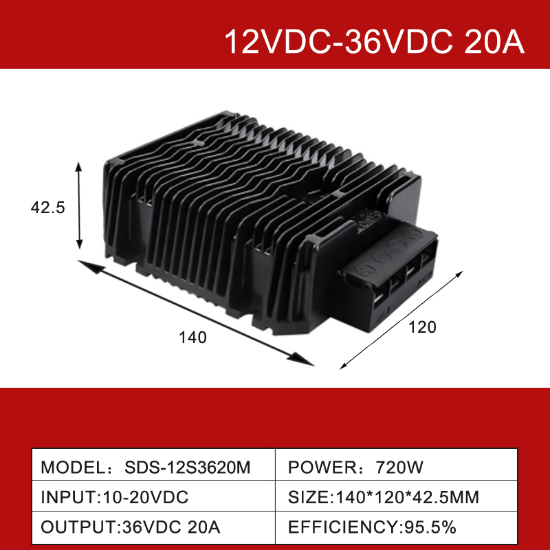12V a 36V 1A a 30A IP68 Convertidor elevador de potencia para automóvil DC-DC no aislado