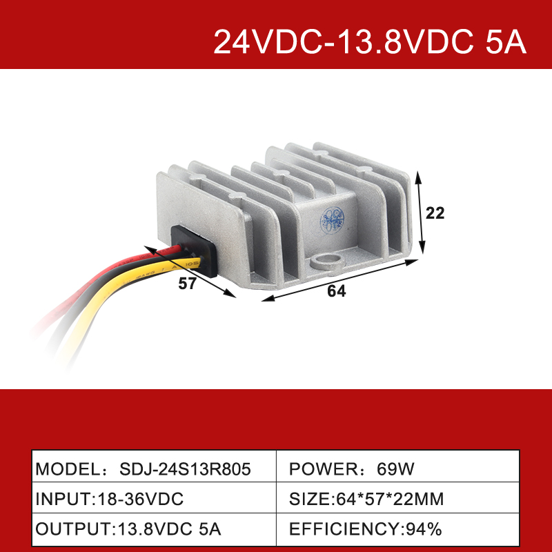 Convertidor reductor de corriente CC de 24V a 13,8V, 5A a 100A, CC, CC
