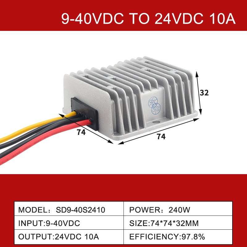 Convertidor de coche Boost Buck DC-DC no aislado de salida única de 9-40V a 24V 2-30A