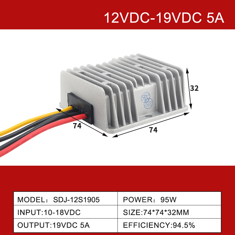 Convertidor DC-DC impermeable de alta eficiencia IP68 no aislado de 12V a 19VDC 3A a 30A 