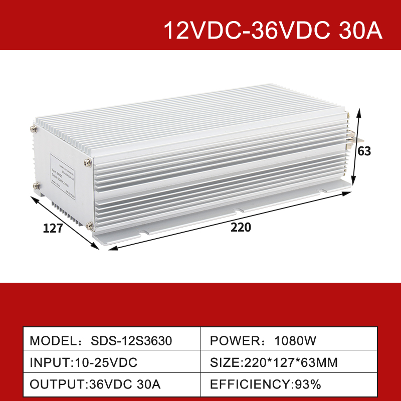 12V a 36V 1A a 30A IP68 Convertidor elevador de potencia para automóvil DC-DC no aislado