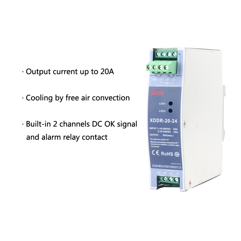 Módulo de redundancia tipo carril Din XDDR-20/DRDN-20 20A 12V/24V/48V compatible con sistema de redundancia 1+1 y N+1