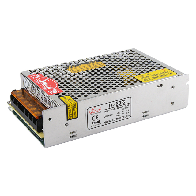 Fuente de alimentación conmutada de salida dual D-60B 5V6A 24V2A 60W 