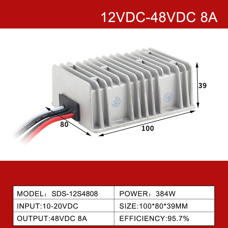Convertidor de fuente de alimentación DC-DC de refuerzo impermeable de 12V a 48V 1A a 20A para automóvil