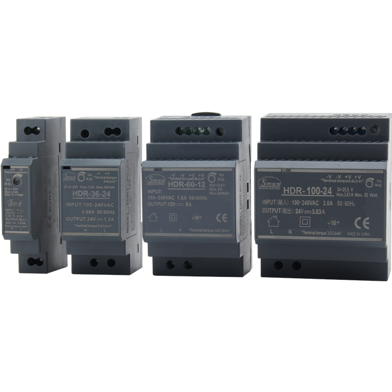 Serie HDR 15W a 150W 5V/12V/15V/24V/48VDC Salida Ultra Slim Fuente de alimentación conmutada SMPS en carril Din