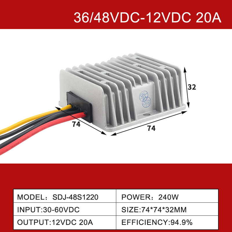 Convertidor de fuente de alimentación CC reductor de 36V/48V a 12V 3A a 100A para vehículos eléctricos
