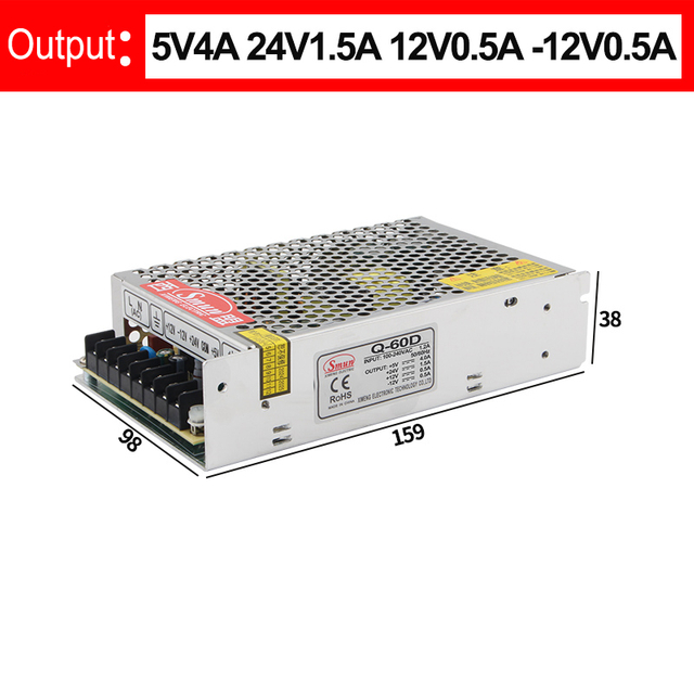 Fuente de alimentación conmutada de salida cuádruple Q-60D 5V4A 12V1A 24V1A -12V1A